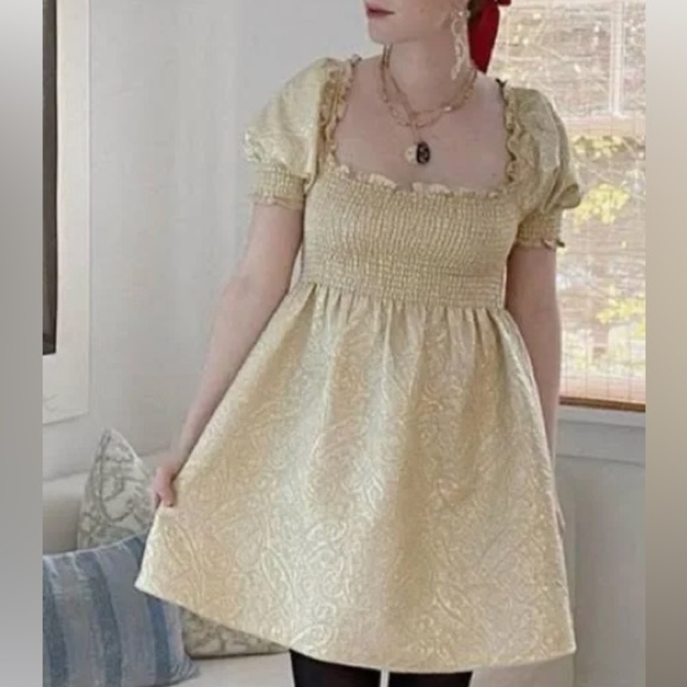 Hill house athena nap dress in gold brocade (SHIPS FREE)